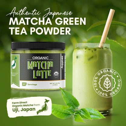 Organic Matcha Latte Pure Japanese Tea Blend with Ashwagandha Vanilla 4.68 oz